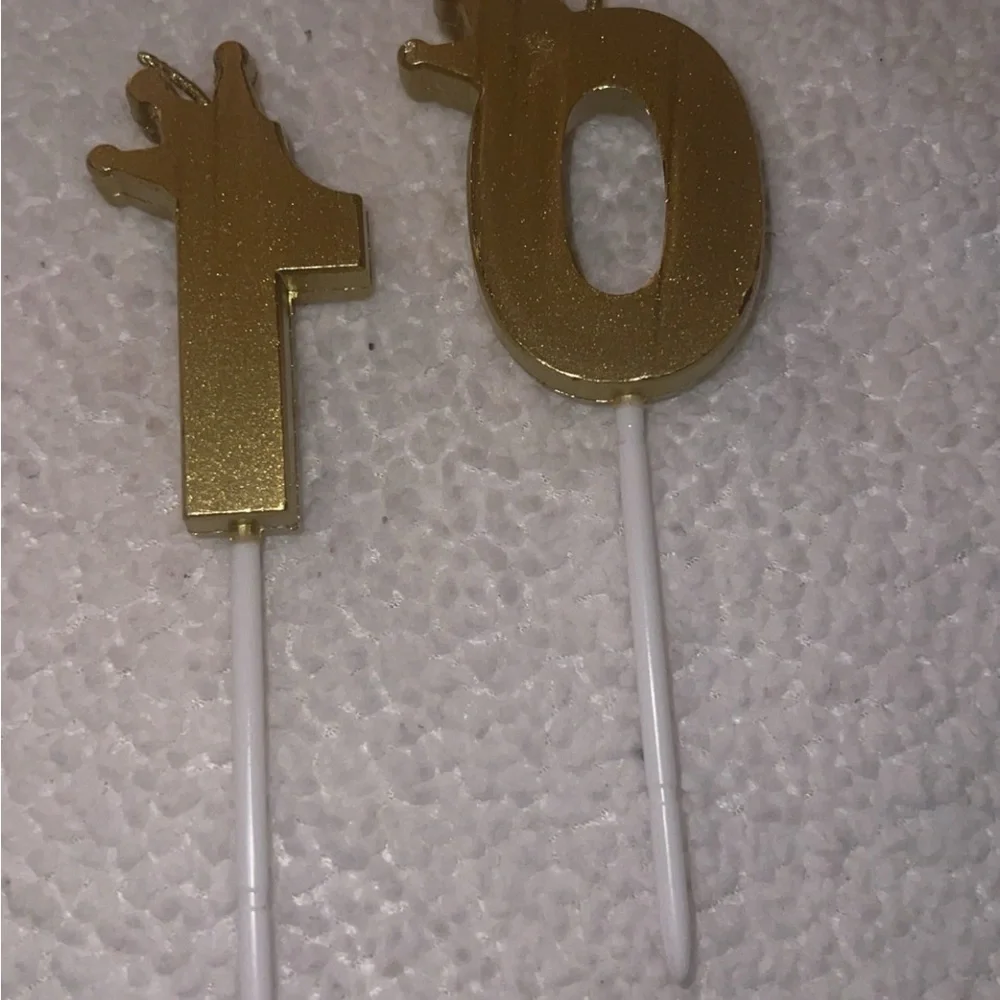 Elegant Gold and White Number 10 Cake Toppers for Celebrations